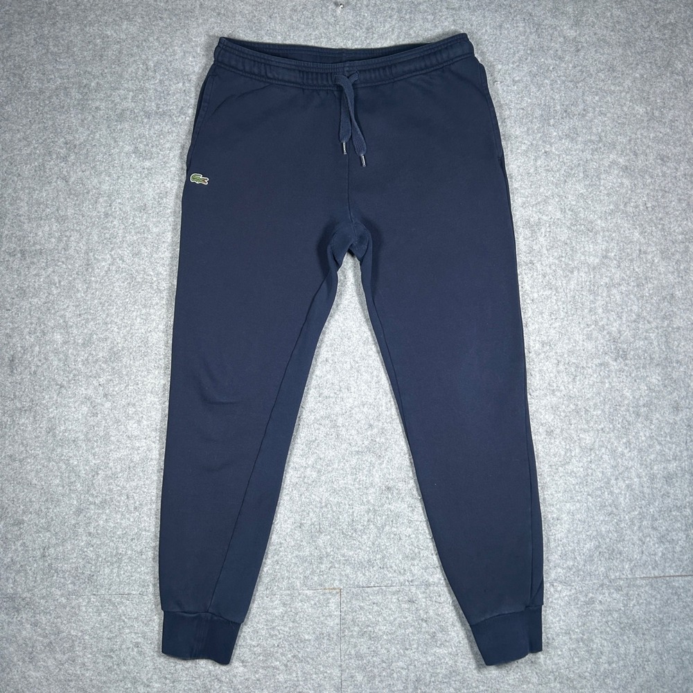 Lacoste Sweatpants Mens Large navy Blue Tapered Fit Fleece Joggers Sportswear